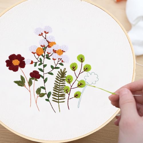 Huacan Embroidery Canvas Bag Kits for Adults Beginner Stamped Flowers Pattern DIY Cross Stitch Printed Flower Stitching Sewing Kit - color: Flower 5