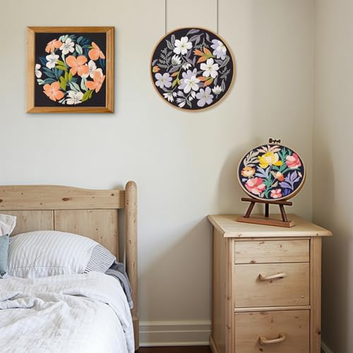 Santune 3 Pack Embroidery Kit for Beginners, Needlepoint Cross Stitch Kits for Adults,Needle Point Sets with Stamped Petal Pattern Stitch Video Tutorial - color: Petal Patterns