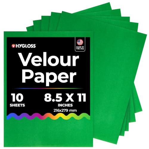 Hygloss Velour Paper 8.5 x 11, Soft Flocked Craft Paper, 10 Sheets Green - color: Green