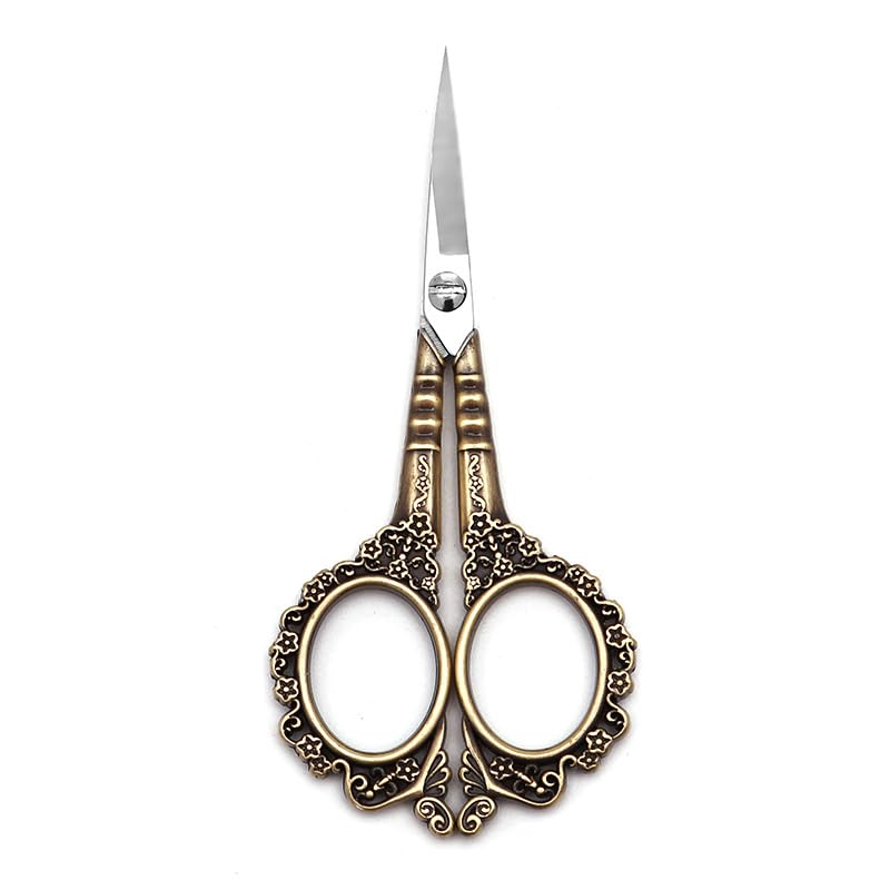 Vintage Embroidery Scissors With A 4.7-inch Petal Design, Stainless Steel Sharp Fabric Cutting Scissors, Ideal for Crafts, Art, Sewing, DIY Tools - Bronze