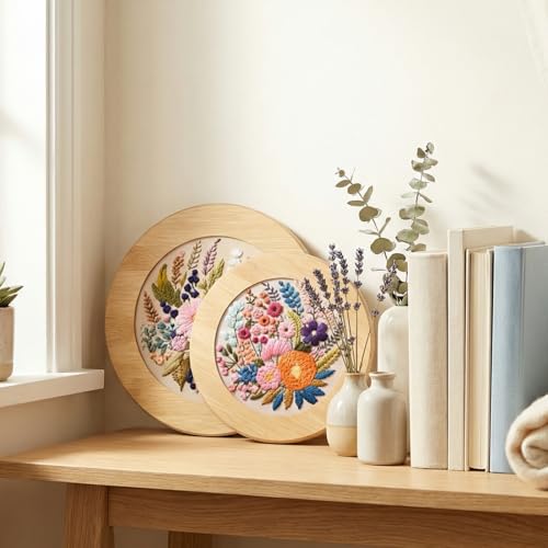 RattanView 12 Pcs Wood Embroidery Hoop Frame for Display 6 & 8 Inch - color: Natural, size: 6 inch/8 inch