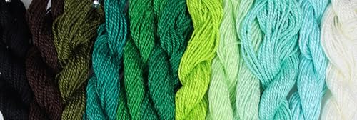 KCS 328 Yards(300 Meters) Mercerized Pearl Cotton Crochet Needlepoint Thread,Size 5, 12 skeins,Mixed Color 02 - color: 12color02, size: 12 skeins