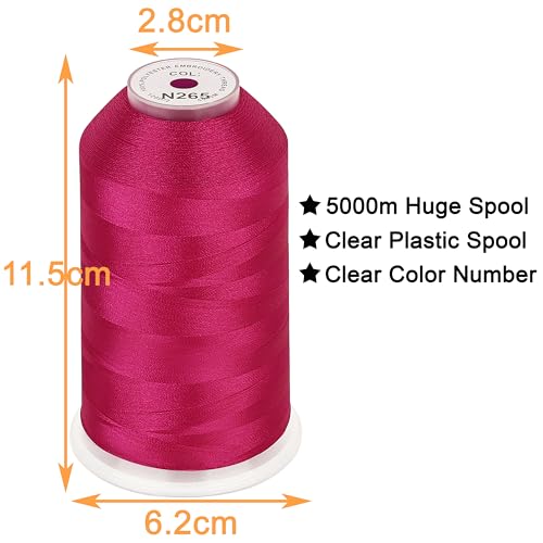 New brothread 5000M Huge Spool Embroidery Thread -Crimson Fits Janome Color - color: Crimson-N265