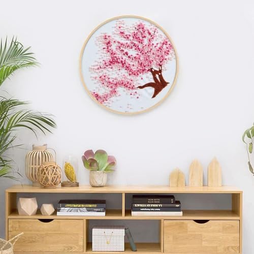 Arte Vita Embroidery Starter Kit Cherry Blossom Tree Full Range DIY for Beginners - color: White-Pink