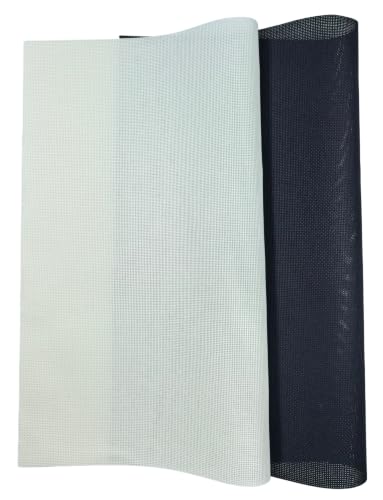 KCS 2 pc of 15" x 18"(38cmx45cm) 18 Count Cross Stitch Cotton Aida Cloth Needlework Fabric Box (Antique White+Black, 18CT) - color: Antique White+black, size: 18CT