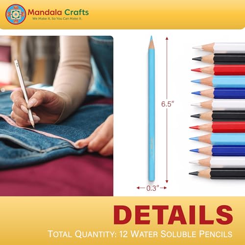 Mandala Crafts Assorted Water Soluble Fabric Pencils for Sewing Quilting - color: Assorted Color