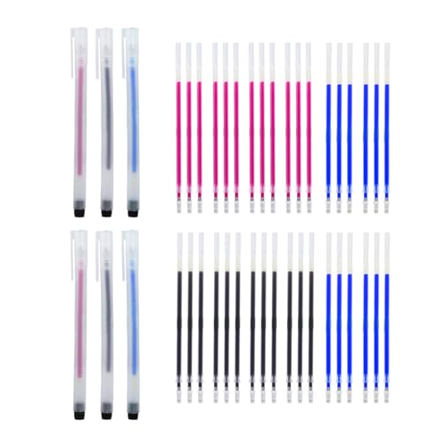 6 Heat Erasable Pens for Fabric Markers, Fabric Marking Pens with 42 Refills for Sewing and Quilting, Heat disappearing Ink Pen for Dressmaking, Tailors Sewing Chalk Pencils