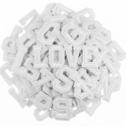 Boao 104 Pcs Iron on Letters Patches for Fabric,White - color: White
