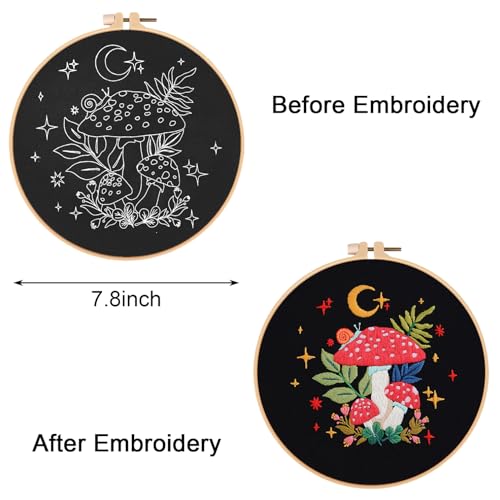 Nuberlic Mushroom Embroidery Kits for Beginner Adults - color: Kit 3