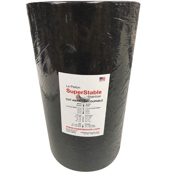 Superpunch Cutaway Embroidery Stabilizer, 3.0 oz, Black, 15 in x 100 yd - color: Black, size: 15" x 100 yards roll