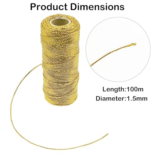 1.5mm Metallic String Decorative Metallic Bakers Twine Metallic Thread Rope for Craft Jewelry Making DIY Christmas Ornament Hanging Decoration, 3 Color B, 330 Yard - color: 3 Color B