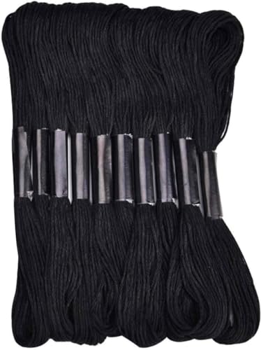 Friendship Bracelet String 12 Skeins, Embroidery Floss Cross Stitch Embroidery Thread Floss Bracelet Making Yarn, Craft Floss (Black and White) - color: Black and White