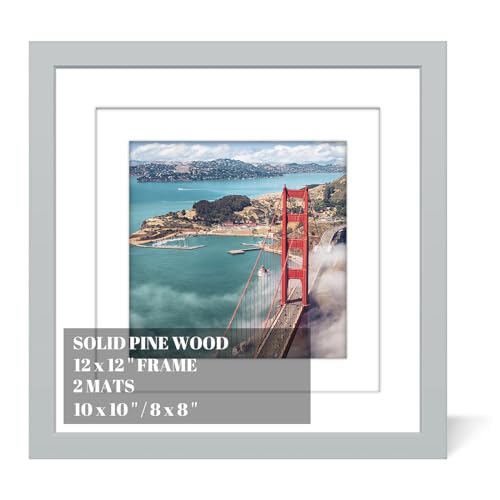 12x12 Wood Picture Frames for Wall Hanging or Tabletop,Diamond Painting Frame Baby Scan Picture Frames with 2 Mats Display 8x8 or 10x10 for Family Walls Decoration,Anniversary,Wedding,Christmas(Gray) - color: Gray, size: 12x12 inch