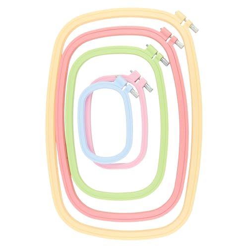 5-Pack Rectangle Embroidery Hoops Set, ABS Plastic Cross Stitch Hoops for Sewing, Needlework and DIY Projects, Reusable Embroidery Supplies, 5 Sizes (5", 6", 10", 13", 15")