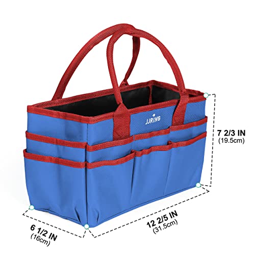 JJRING 600D Nylon Craft & Art Organizer Tote Bag With Pockets, Red And Blue - color: Dark blue, size: Small