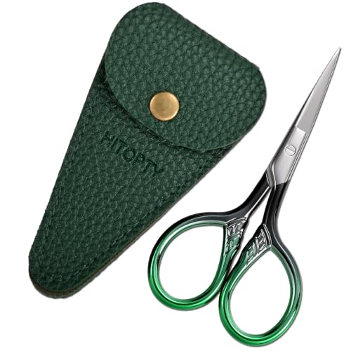 Small Sharp Scissors for Women Men Eyebrow Hair Beauty Grooming - color: Dark Green