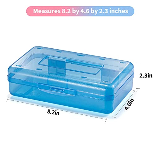 Sooez Plastic Pencil Case Box 6 Pack, Colored Large Craft Storage Bulk - color: Bright Colors