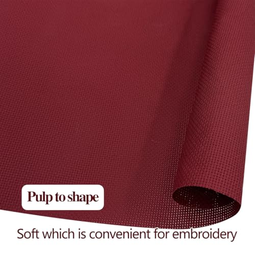 Aida Cloth 14 Count Cross Stitch Fabric Cross Stitch Aida Cloth for Embroidery and Needlework (Wine red, 30 * 39inch) - color: Wine Red