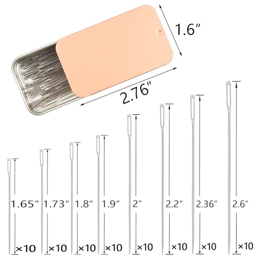 80pcs Stainless Steel Sewing Needle Set - 8 Sizes, Embroidery, Leather, Yarn with Threaders & Stitch Markers (Rose Gold 80pcs) - color: Rose Gold 80pcs