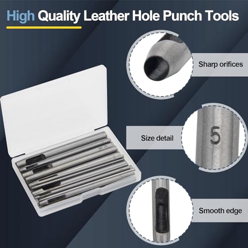 17 Pcs Round Leather Hole Punch Tool, Boyistar Metal Hollow Hole Punching