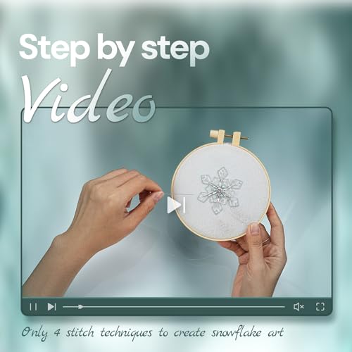 Relime Bead Embroidery Starter Kit w Step-by-Step Video Tutorials, Snowflake Craft Kit Hand Embroidery Kit with Patterns, Handmade Jewelry DIY for Adults and Kids