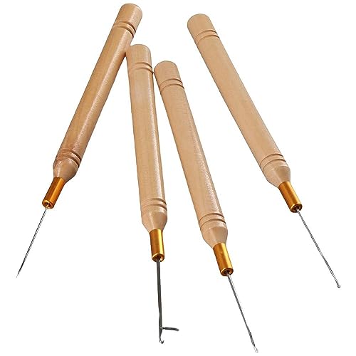 Uniquer 12Pcs Pulling Hook Crochet,Hair Extension Loop Crochet Needle Threader Wire Tool for Beading Link Rings Hair Extension Braids