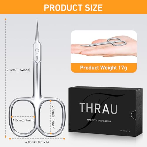 THRAU Cuticle Scissors Extra Fine for Manicure and Pedicure - size: Classic