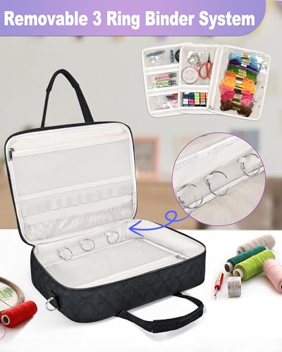 Sewing Supplies Organizer Bag with Removable Binder, Black - color: Black