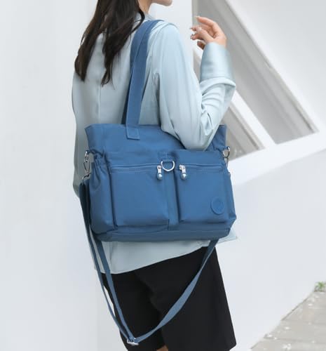 Tote Bag for Women Nylon Purse and Handbags Tote Purse Crossbody Bag Messenger Bag - color: Blue