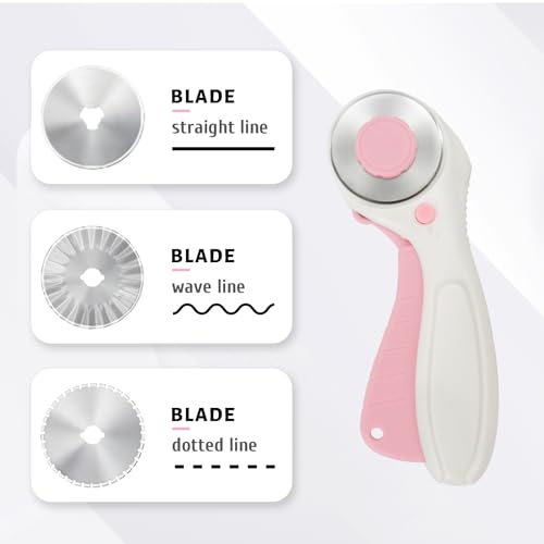 MAUFORE Pink Professional Sewing Scissors and Rotary Cutter with Blades Set - color: Pink