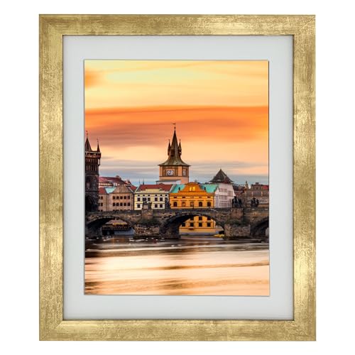 11x13 Photo Frame Gallery Picture frame with 8x10 mat,Freestanding and Wall Mountable,Gold - color: Gold, size: 11x13
