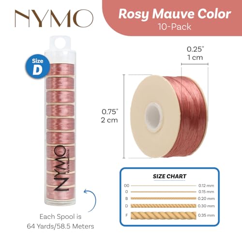 The Beadsmith Nymo Thread, Made of Nylon - size: Size D, 64 Yards, style: Rosy Mauve