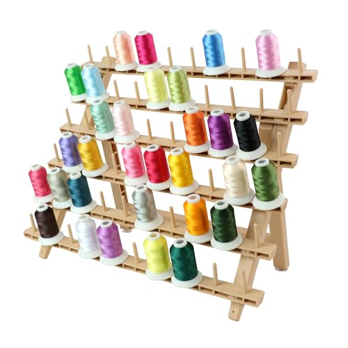 Laflare Braid Rack 60 Spools, PP Braiding Hair Stand, Thread Rack, Sewing Organizer, Quilting, Embroidery - Versatile Extension Holder - color: 1. Wood Color