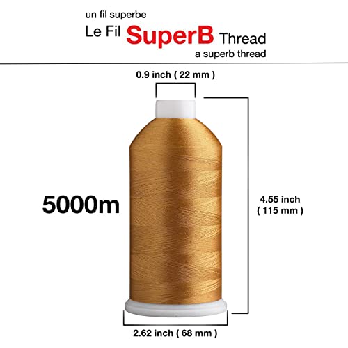 Superpunch SuperB Embroidery Thread 40wt, 5000 m Cone, Amber Yellow 619 - color: Amber Yellow 619, size: Pack of 1