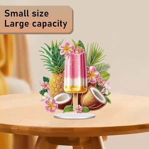 POETRYDRAW Diamond Art Ornament Desktop Kit Ice Cream Fruit, Stand Up Diamonds Painting Ornament for Adults, 5D DIY Special Diamond Gem Craft Tabletop Placement Board Kit - color: Ice Cream Fruit