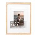 KINLINK 11x14 Picture Frame Natural, Solid Wood Frame 11x14 with Acrylic Plexiglass for Pictures 5x7/8x10 With Mat,Tabletop and Wall Display, 11 x 14 Picture Frame Set of 1 - color: Natural, size: 11x14