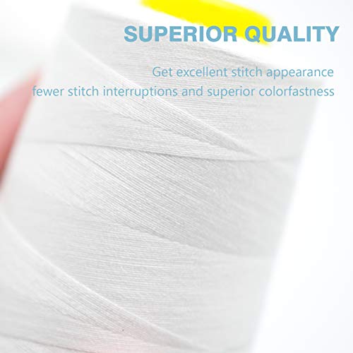 White Serger Thread, All-Purpose Thread for Sewing, Polyester, 4 Cones of 3000 Yards Each Spool for Sewing Machine - color: 4 white