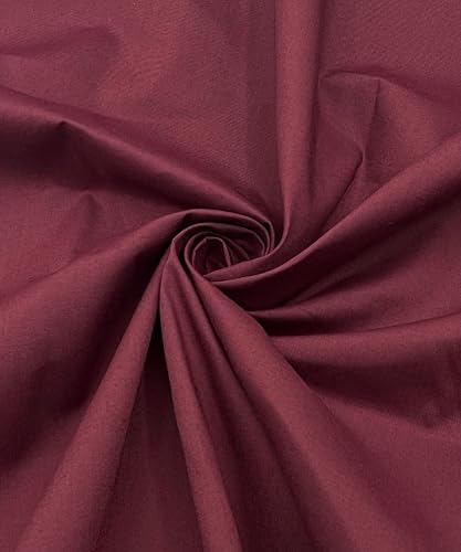 EOVEA - Cotton Polyester Fabric by The Yard – 60" Wide Broadcloth Fabric, Soft, Lightweight & Breathable Material for Lining, Curtains, Bedding, Skirts, Sewing Projects (Burgundy, 1 Yard) - color: Burgundy, size: 1 Yard