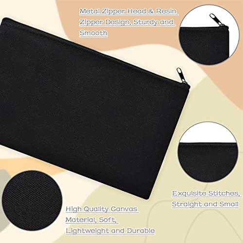 ZeeDix Small Canvas Zipper Pouch for Makeup Pencil Travel Storage 8.3x5 In - color: Black, style: 36 Pcs