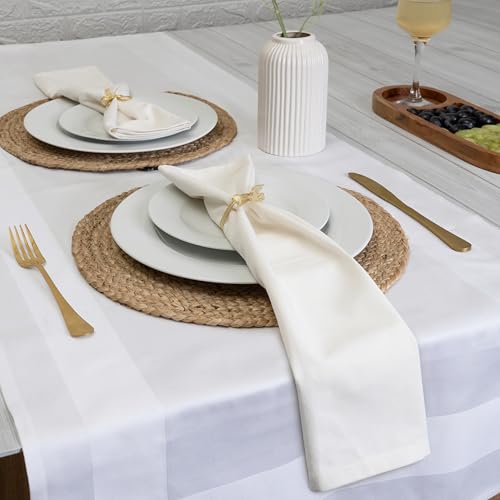 Blue Needles Solid Cloth Napkins 100% Cotton Set of 12-18 x 18 Inches - color: Cream, size: 18" x 18" (Set of 12)