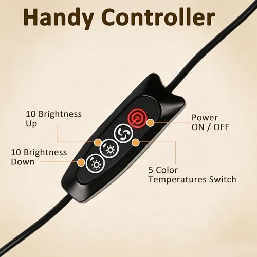 Akynite Desk Lamp Clip on Light, 48 LED Clamp Lamp, 5 Color 10 Brightness