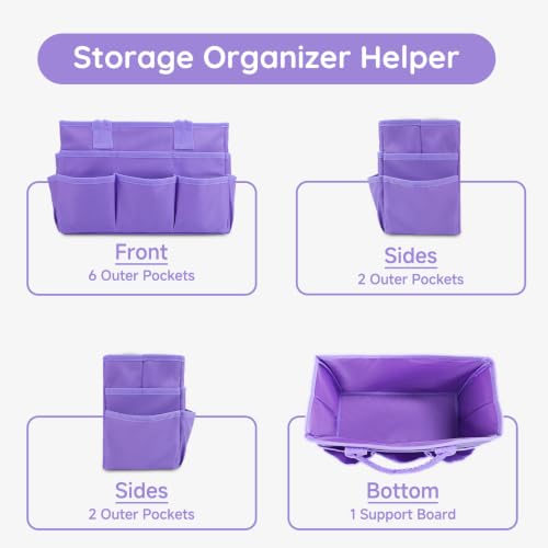 AKAYOK Craft Storage Tote Bag with 10 Pockets,Sturdy Art Supply Organizer - color: Purple