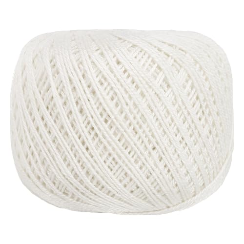 MECCANIXITY Crochet Thread Pearl Cotton Size 3 Cream White Pearl 164 Yards for Crocheting Tatting Knitting Embroidery Sewing - color: Cream White
