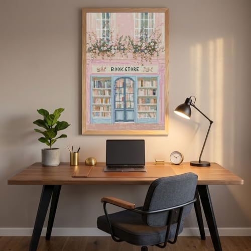 Book Store Cross Stitch Kits,Embroidery Starter Kit for Adult Beginners, 11CT Cross-Stitch Patterns Dimensions Kit Arts，Needlepoint Kit Crafts for Home Decor 15.7x11.8 inch - color: T012