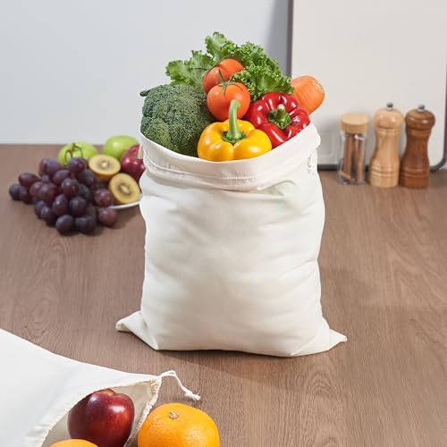 PALTERWEAR 100% Cotton Drawstring Bags 10‑Pack 10x15 Lightweight 70 GSM Muslin Pouch Set | Reusable Gift, Craft, Pantry, Travel Storage | Double Drawstring (Natural Beige, 10 x 15 Inches) - size: 10 x 15 Inches