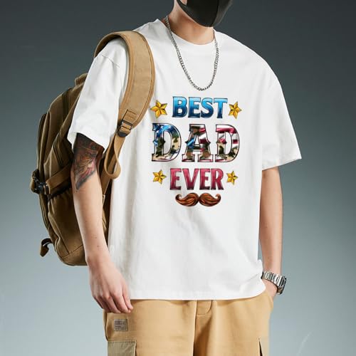 Father’s Day Iron on Patches Best Dad Ever Heat Transfers Vinyl Decals PAPA DTF Transfer Ready to Press Crown Fist Beard Design King of The Dad Iron on Appliques for Men T Shirt Clothes Bag DIY Decor - color: Father's Day