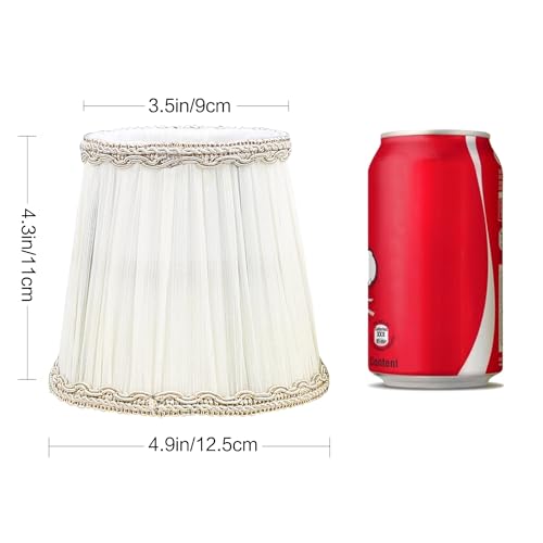 Fuloon Small Lamp Shades Clip on Bulb, Modern European Style Mini Lamp Shades for Chandelier, French Country White Chandelier Lampshades, 3.5x4.3x4.9 in, 6 Pack (Chiffon White) - color: Chiffon White, size: 6 Pack