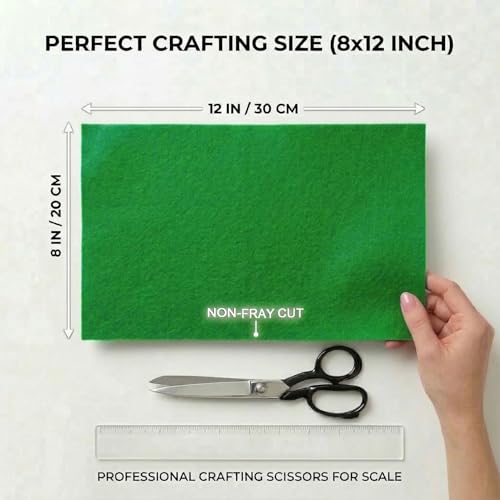 Green Felt Fabric Sheets Stiff 20 Pcs 8" X 12" 1mm Thick - color: Green