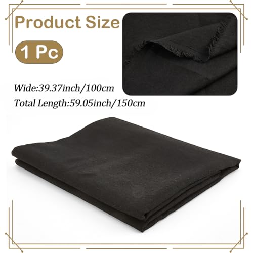 59 Inch Black Linen Cotton Canvas Embroidery Fabric by The Yard Solid Color Blend Quilting Clothes Fabrics for Sewing Making Needlework Furniture Cover Clothes Home Decor Art Crafts Supply - color: Black, size: 1500x1000mm