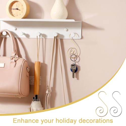 80 Pcs Christmas Ornament Hooks, Stainless Steel S Hooks for Holding Christmas Balls - Gold and Silver - color: Gold Sliver